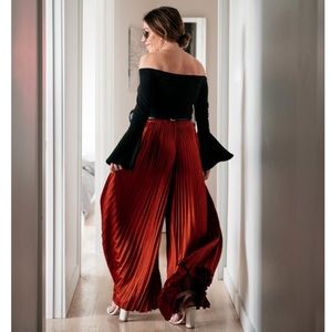 Elizabeth and James Noble Pleated Wide Leg Pants Rust